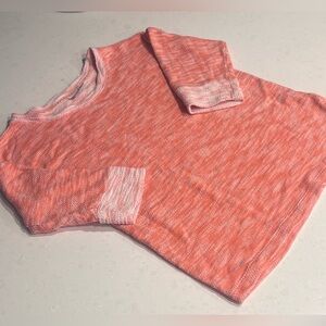 Columbia Women's Sweatshirt Orange White Short Sleeve Knit Pullover medium